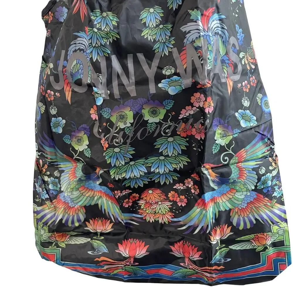 Johnny Was Packable Reuseable Shopping Tote Black Floral Women's Double Handles - Picture 4 of 8